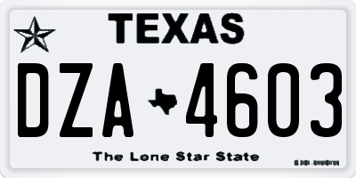 TX license plate DZA4603