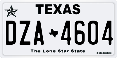 TX license plate DZA4604