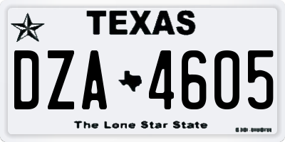 TX license plate DZA4605