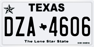 TX license plate DZA4606