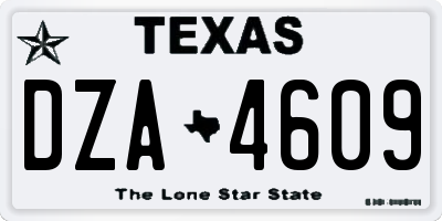 TX license plate DZA4609