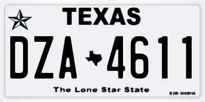 TX license plate DZA4611