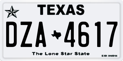 TX license plate DZA4617