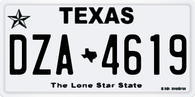 TX license plate DZA4619