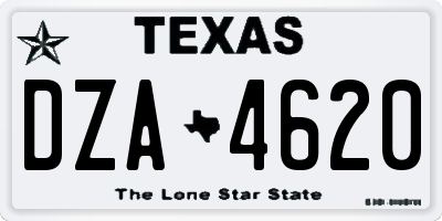 TX license plate DZA4620