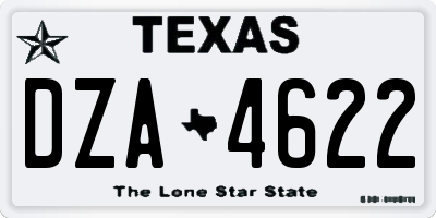 TX license plate DZA4622