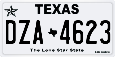 TX license plate DZA4623