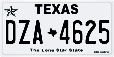 TX license plate DZA4625