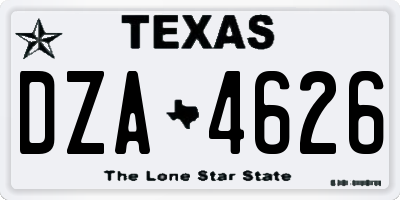 TX license plate DZA4626