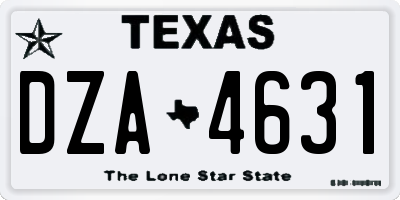 TX license plate DZA4631