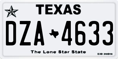 TX license plate DZA4633