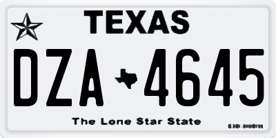 TX license plate DZA4645