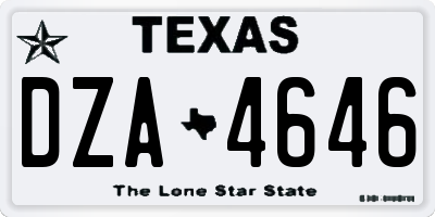 TX license plate DZA4646