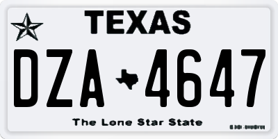 TX license plate DZA4647