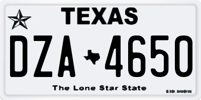 TX license plate DZA4650