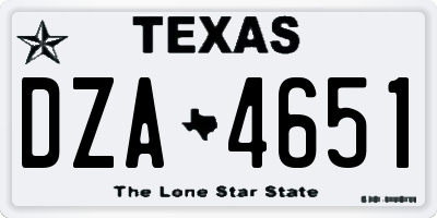 TX license plate DZA4651