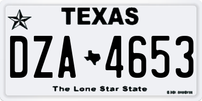 TX license plate DZA4653