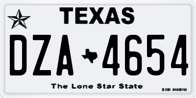 TX license plate DZA4654