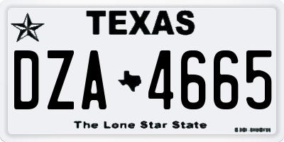 TX license plate DZA4665