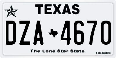 TX license plate DZA4670