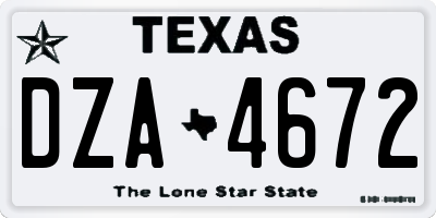 TX license plate DZA4672