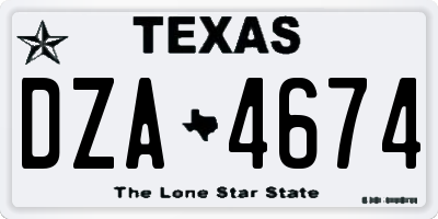 TX license plate DZA4674
