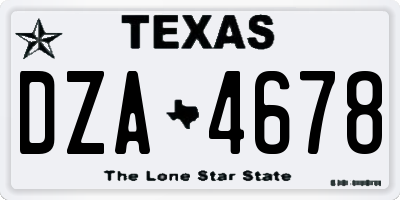 TX license plate DZA4678