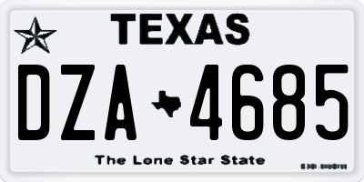 TX license plate DZA4685