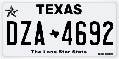 TX license plate DZA4692