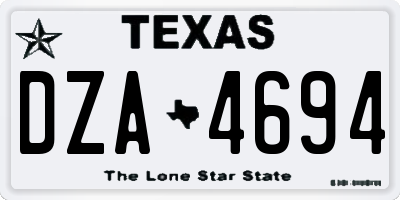 TX license plate DZA4694