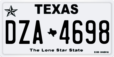TX license plate DZA4698