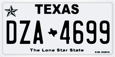 TX license plate DZA4699
