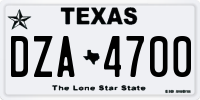 TX license plate DZA4700