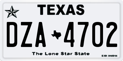 TX license plate DZA4702