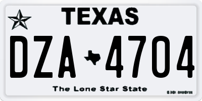 TX license plate DZA4704