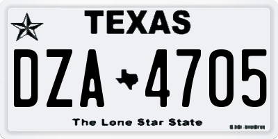 TX license plate DZA4705