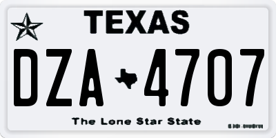 TX license plate DZA4707