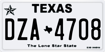 TX license plate DZA4708