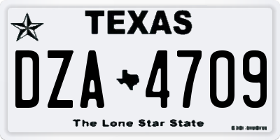 TX license plate DZA4709