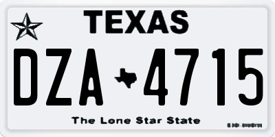 TX license plate DZA4715