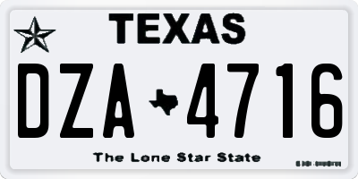 TX license plate DZA4716