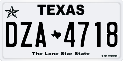 TX license plate DZA4718
