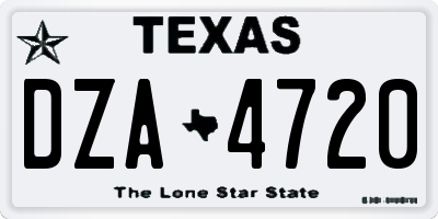TX license plate DZA4720