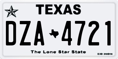 TX license plate DZA4721