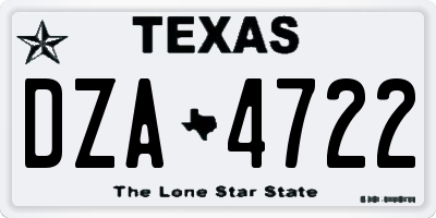TX license plate DZA4722