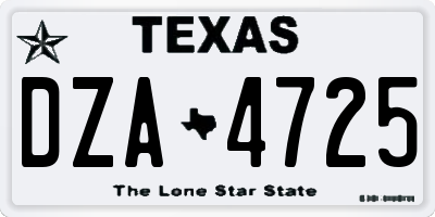 TX license plate DZA4725