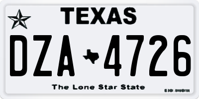 TX license plate DZA4726