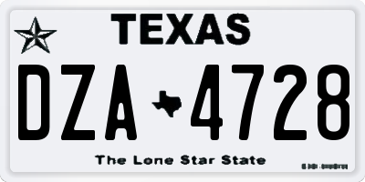 TX license plate DZA4728
