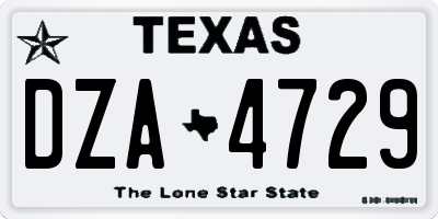 TX license plate DZA4729