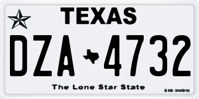 TX license plate DZA4732